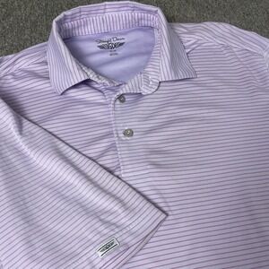 Straight‎ Down Mens Purple Striped Short Sleeve Golf Polo Shirt Medium